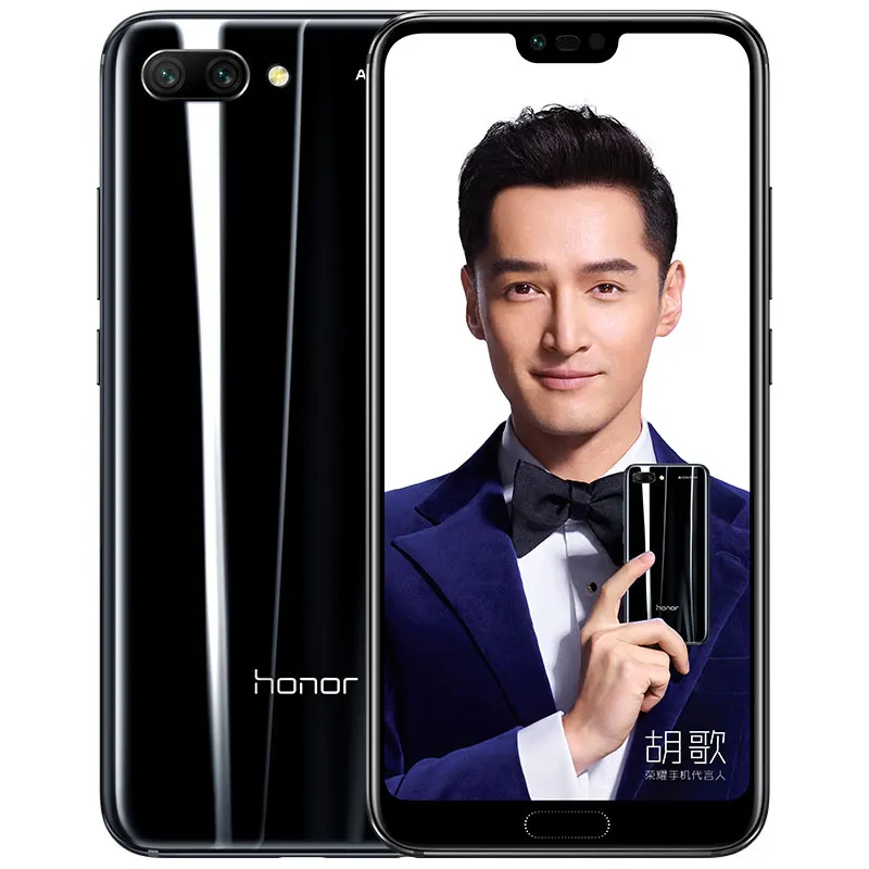 Honor 10 smartphone Global Version Mobiele telefoon 5.84 "Volledig scherm Kirin 970 128G NFC Achterkant 24.0MP + 16.0MP 3400mAh batterij