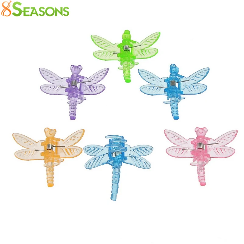 8SEASONS Plastic Dragonfly Shaped Hair Claw Clips Multicolor Mixed Claw Jewelry Women Fashion Hair Accessories 3.6X3.4cm, 100PCs