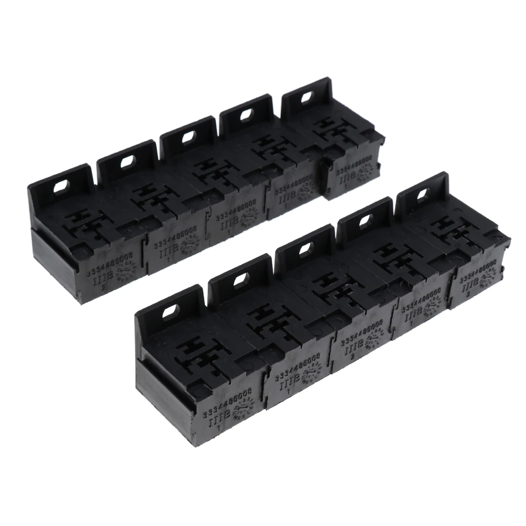 10 Pieces Automotive 30A-80A 5 Pin Relay Sockets Connector Holder With 50 Pieces 6.3mm Terminals