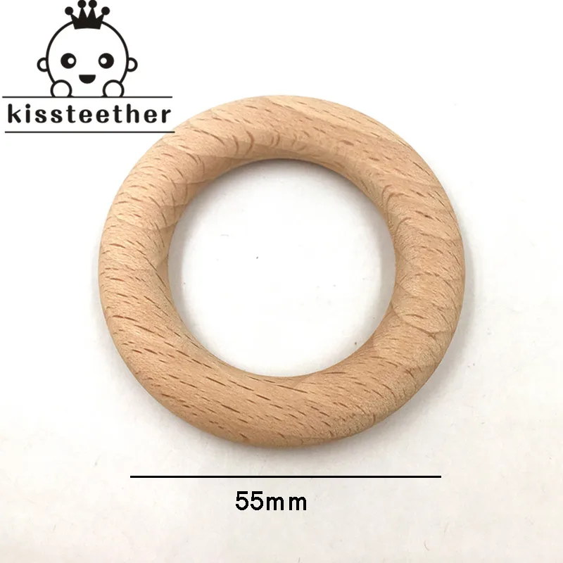 25-68mm alam Beech cincin kayu Teether bayi manik-manik kayu bayi produk perawatan gigi DIY s kalung