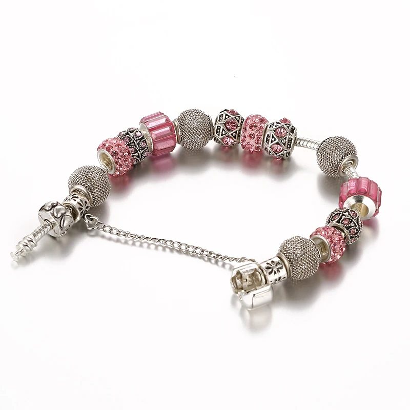 Emmaya Fashion Bracelet&Bangle Lovely Pink Murano Glass Beads Dragonfly Charm  Bracelet For Mon&Child Fashion Jewelry Gift