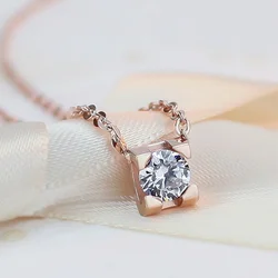 New arrival Rose Gold-Color 316L stainless steel fashion Crystal Zircon choker necklace women jewelry