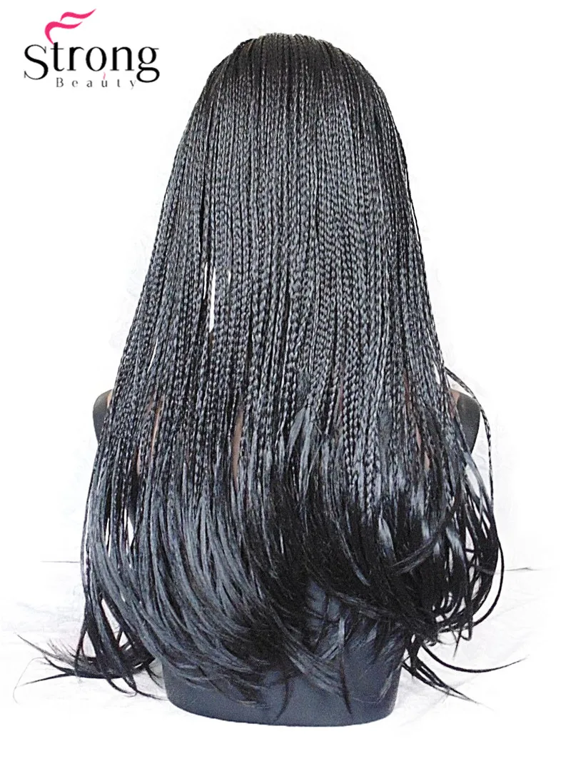 StrongBeauty 24INCH Long Black Braided 3/4 HEADBAND Wig Full Synthetic Hair
