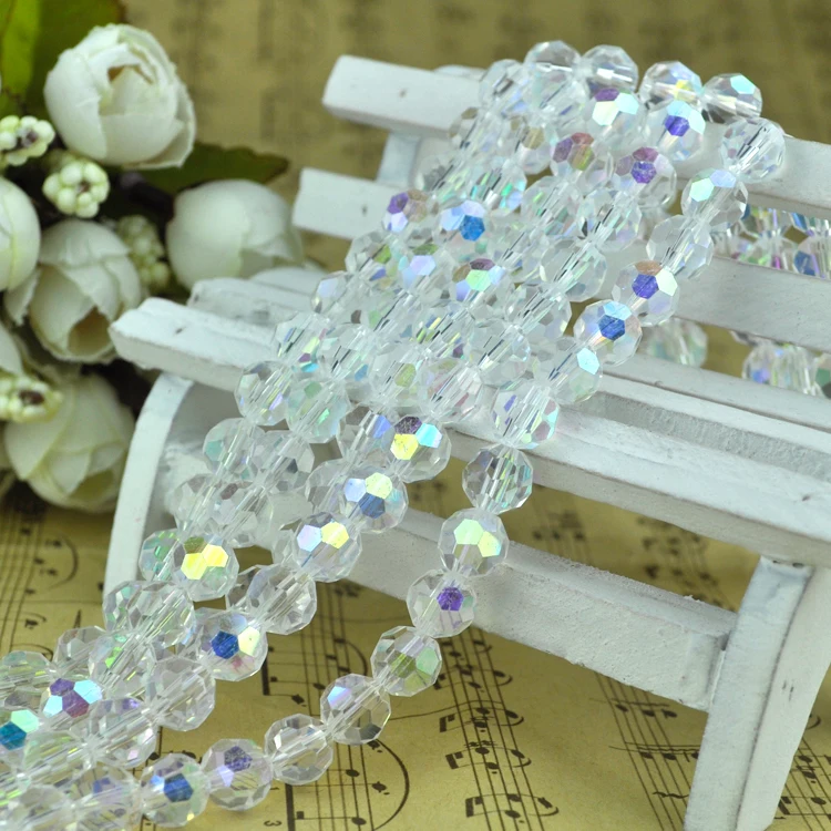 

715pcs 8mm White AB Color Round Faceted Crystal Beads Jewelry Accessories Glass Loose Beads For Necklace & Bracelet DIY Making