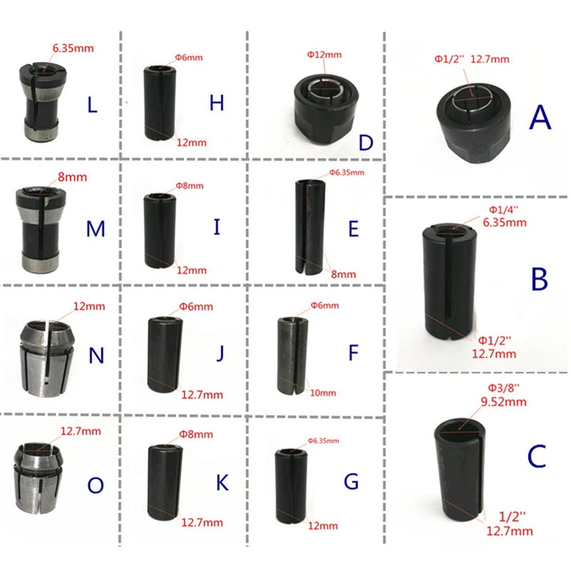 Adapter shank CNC Router tool Collet Cone Nut for Makita BOSCH HITACHI DeWALT MIlling 1/2\