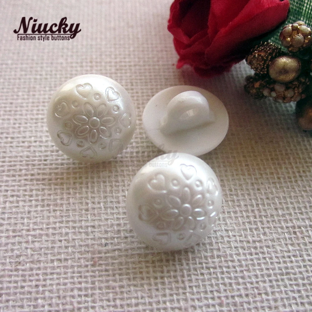 Niucky 1/2 "12.5mm 생크 꽃 패턴 진주 바느질 단추 의류 Diy 공예 장식 액세서리 P0301-047