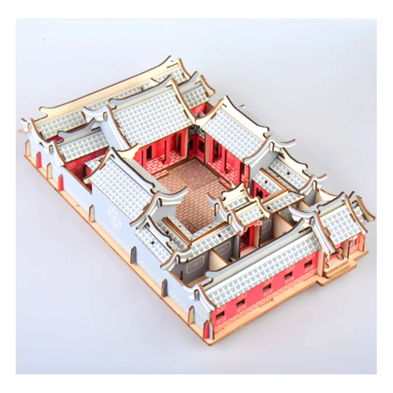 لتقوم بها بنفسك نموذج اللعب ثلاثية الأبعاد لغز خشبي بكين رباعي مجموعات خشبية لغز لعبة تجميع اللعب بنة الاطفال اليدوية p49