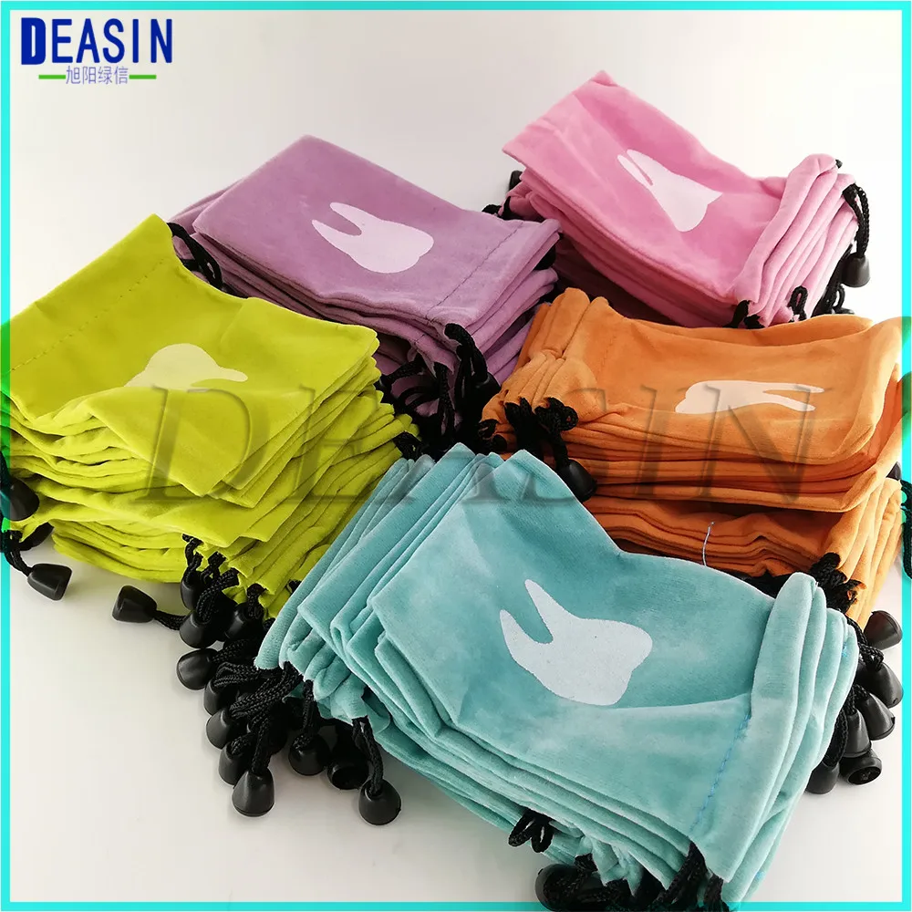 100pcs/set Dental clinic gift  teeth case milk Small velvet teeth bag Gift packaging Jewelry bag Creative small gift bag