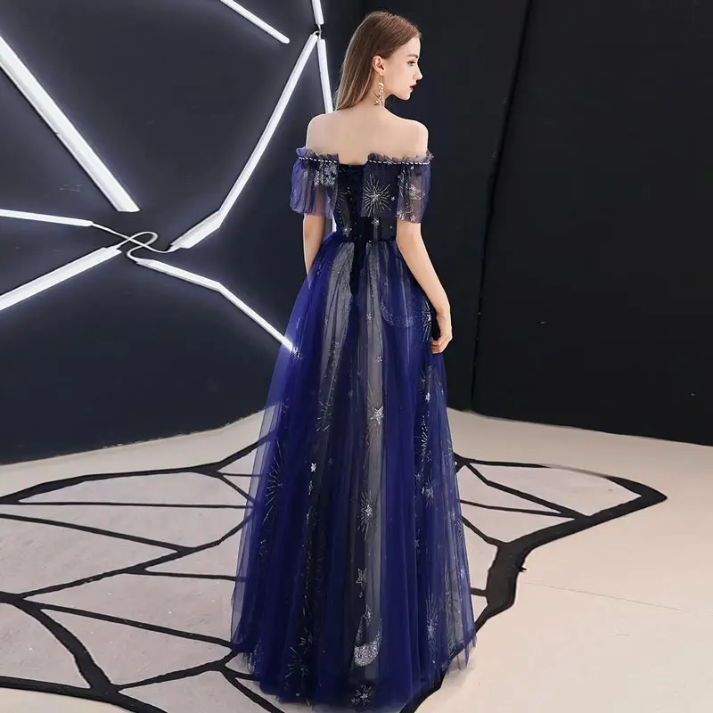 FADISTEE New arrival evening prom party dresses Vestido de Festa gown Robe De Soiree lace pattern little star navy blue long