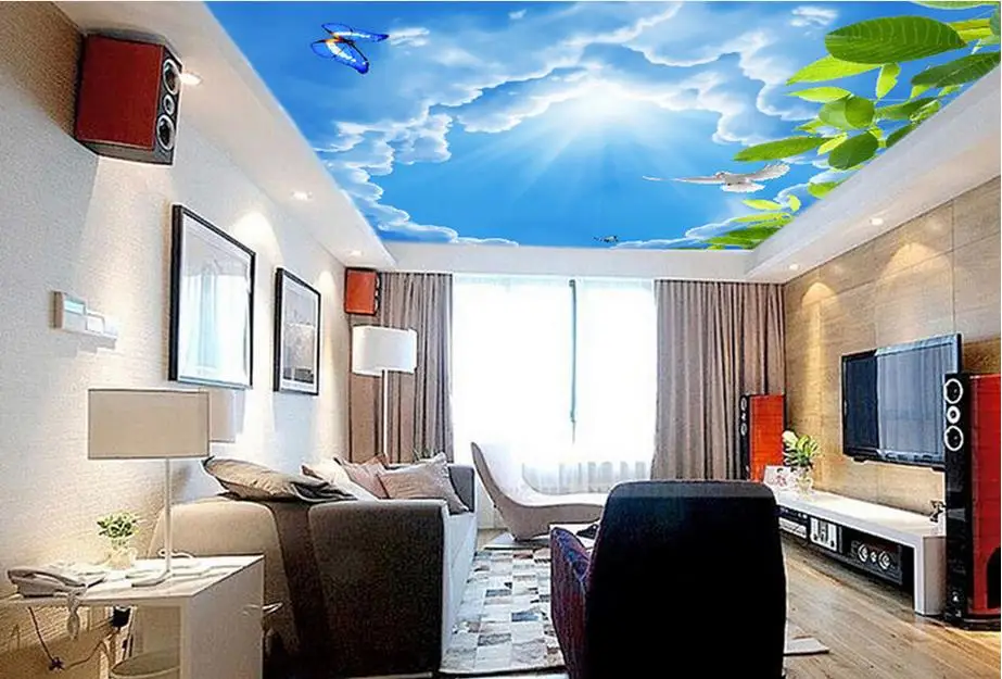 

custom 3d ceiling mural Leaves pigeon 3d ceiling wallpapers for living room 3d ceiling murals photo wallpapers