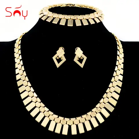 Güneşli takı Bohemia takı yaka takı seti moda kolye küpe bilezik kadınlar için Set düğün takısı bulgular
