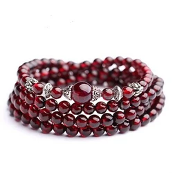 Wholesale Wine Red Garnet Natural Stone Bracelets Round Beads Bracelet Beauty For Women Multilayer Healthy Stone Simple Jewelry