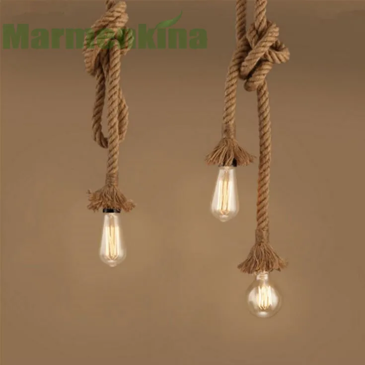 

Люстры «сделай сам» из пеньковой веревки, люстры для кафе, баров, американские, кантри, ручная работа, люстры с одной головкой E27,AC:110-240 В.