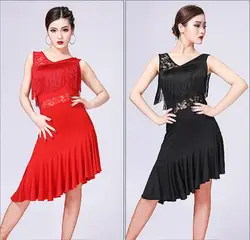 Vestido de baile latino de alta calidad para mujer/niña/señora, nuevo vestido Sexy con flecos para Salsa/salón de baile/Tango/Cha Cha/Samba/vestidos latinos para bailar