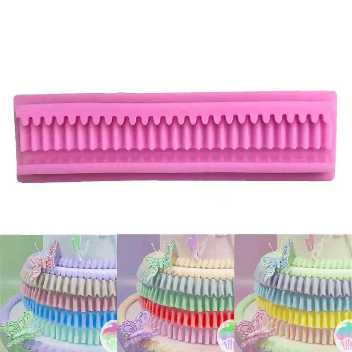 1pc Silicone Ruffle Border Swag Fondant Mould Cake Decor Bake Sugarcraft Icing Mold