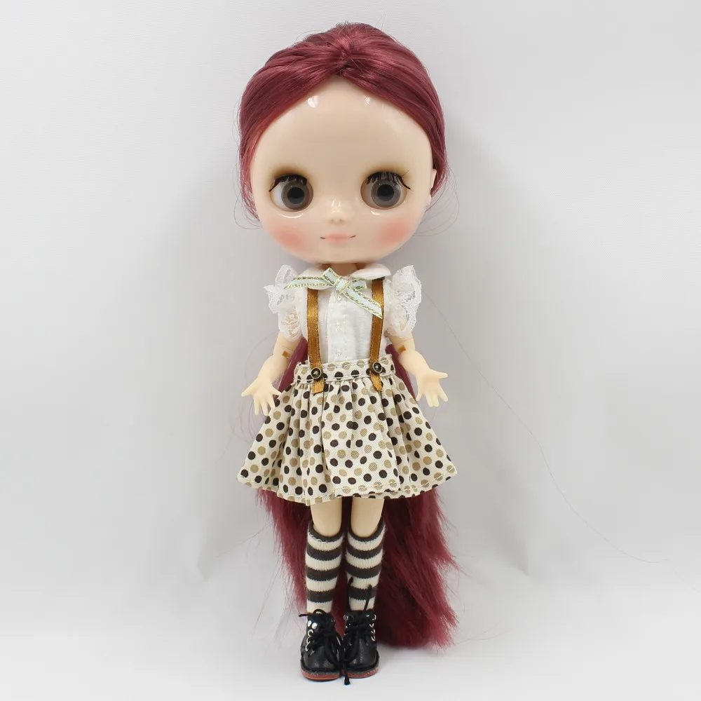 DBS Blyth middie doll Polka dot skirt white shirt brown stocking girl toy gift suit