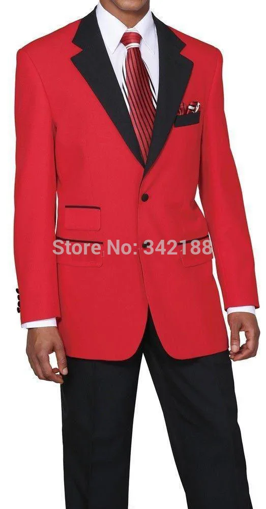 

Best FREE shipping/New Style Custom Made Two Buttons Red Groom Tuxedos Notch Lapel Best Man Groomsman Men Wedding Suit/best suit