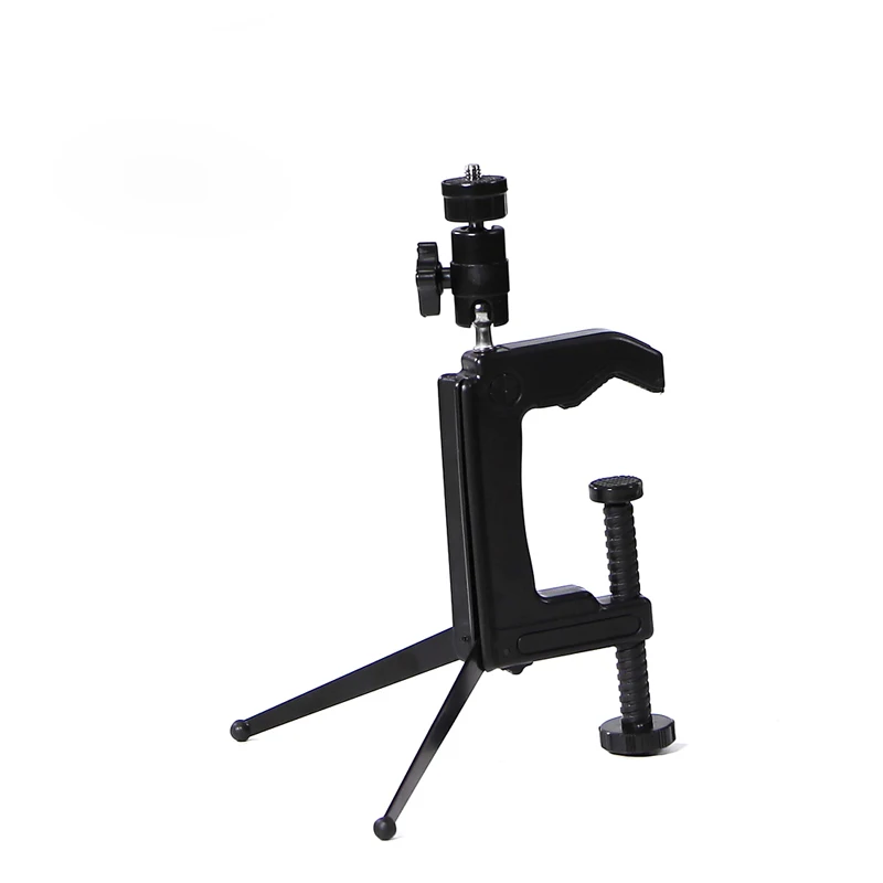 Foldable Portable Swiveling 1/4 Camera Table Desk C-Clamp Mount Tripod  Stand with Ballhead +Phone holder for iPhone Camera DV