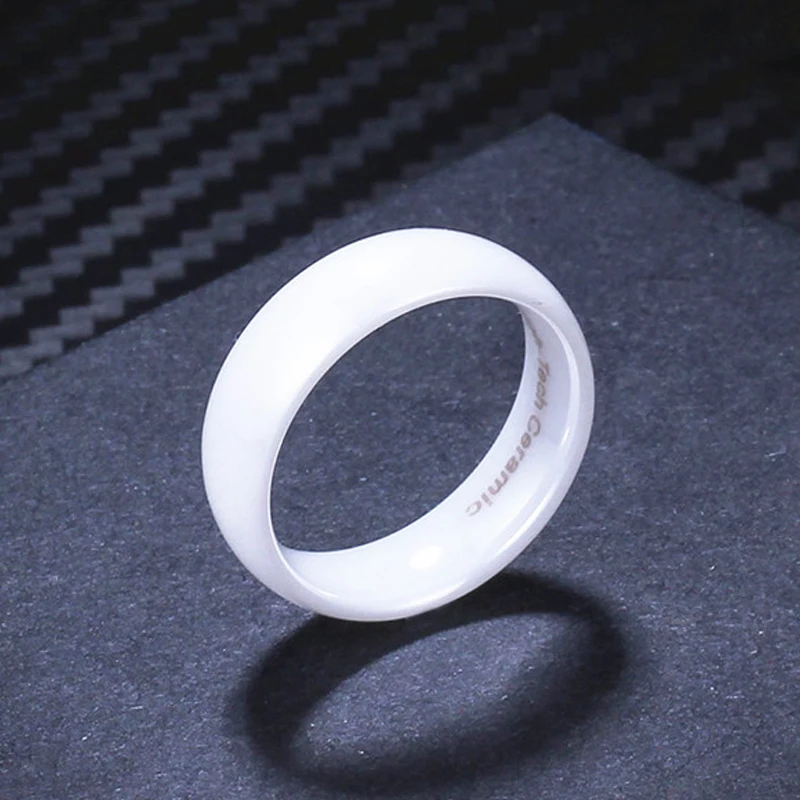 Hot Sale in Russian 6mm White Ceramic Rings Men Women Wedding Engagement Band Fashion Classic Special Design Anillos Jewelry