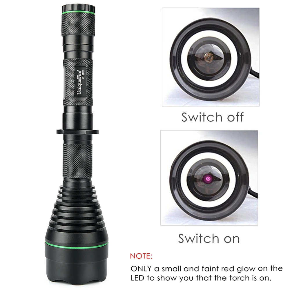 UniqueFire UF1508 IR 940nm Led Flashlight  50mm Convex Lens Tactical Zoomable Hunting  with a Pressure Switch f.18650