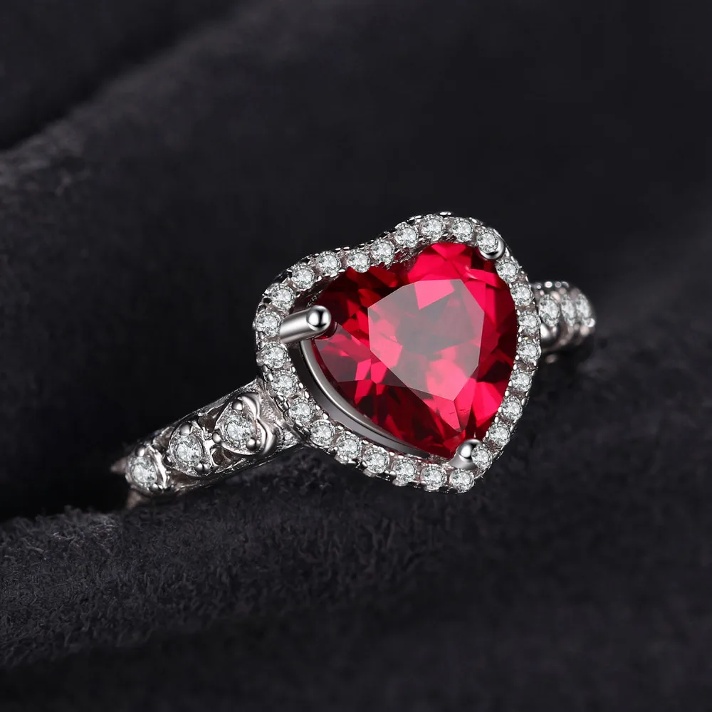Rings Heart Ruby JewelryPalace Heart Love Created Red Ruby Ring