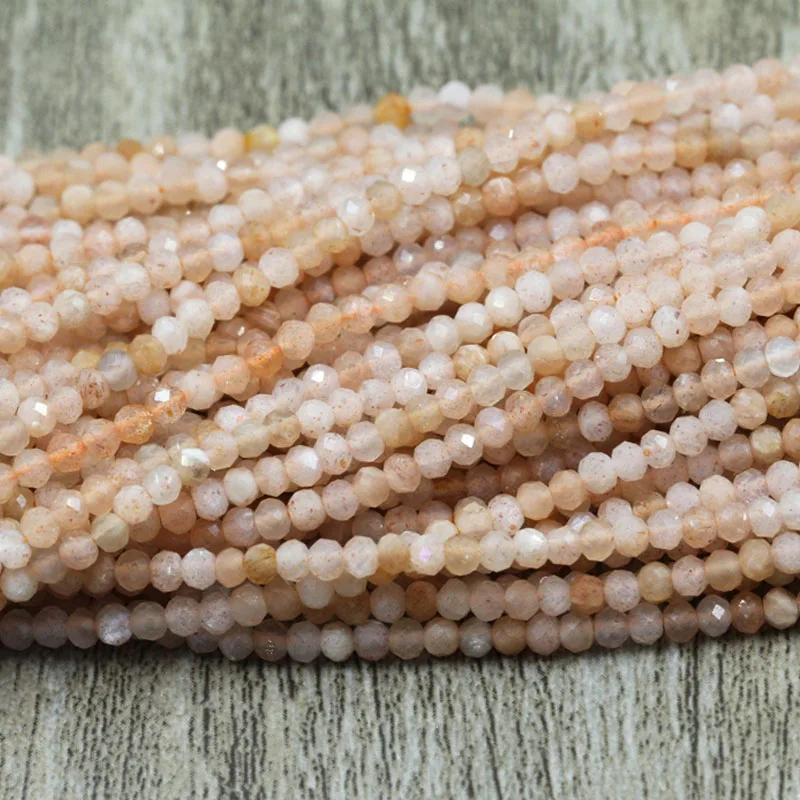 

Unique 2/3MM Natural Sunstone Orange Faceted Spacer Loose Beads Gemstone Necklace Bracelet For Fashion Jewelry Making Wholesale