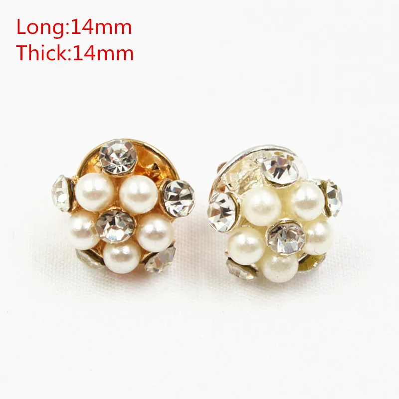 1651816,3pcs/Lot 14mm 2color select  Rhinestone pearl inlaid metal buttons love Clothing accessories Jewelry Accessories diy