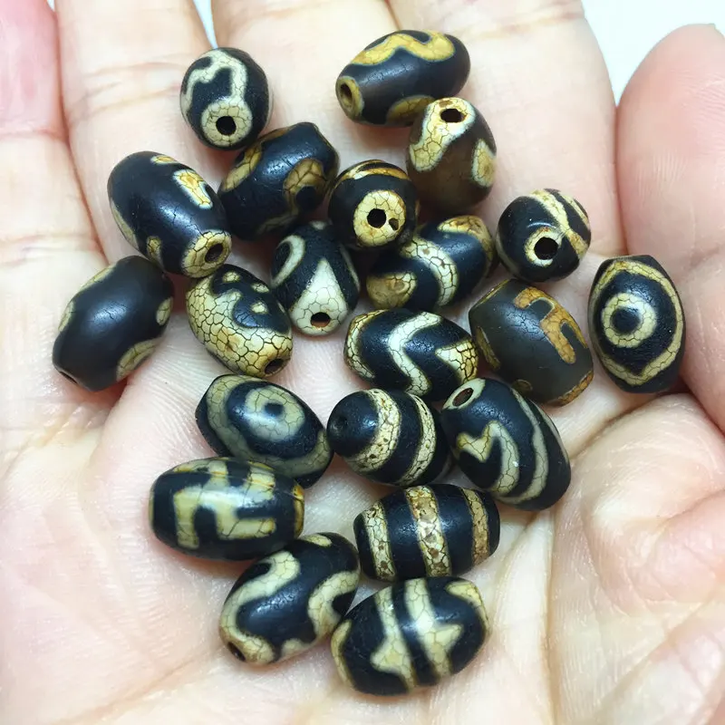 10pcs/lots Natural Stone Accessories Beads Tibetan Dzi Beads 8mm*12mm for making diy Jewelry Free Shipping