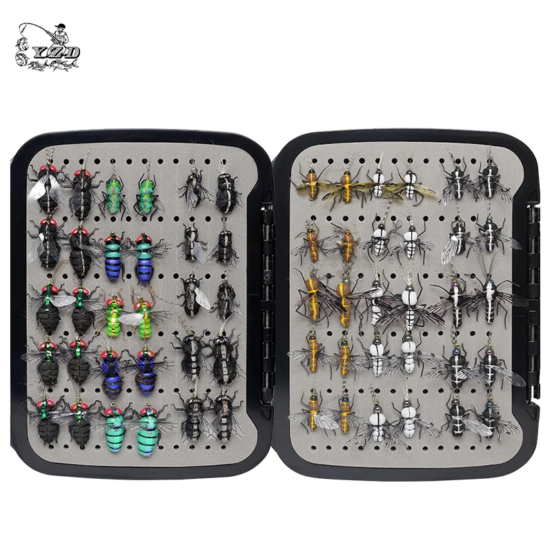 

Realistic Mosquito House Fly Fishing Flies Set 60 pcs Insect Baits for Trout Muskie Dry Fly Lure Kit Flyfishing