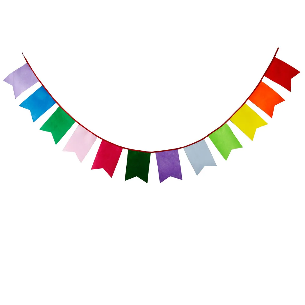 Popular Korean Bunting 12 Flags Party Bunting Felt Banners Baby Shower Birthday Bunting Garland Home Decoration