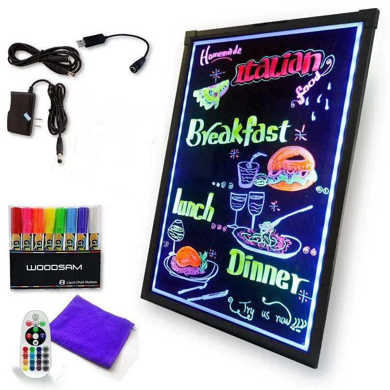 12"x16" Flashing Illuminated Erasable Neon LED Writing Board Menu Sign without Support YLW004