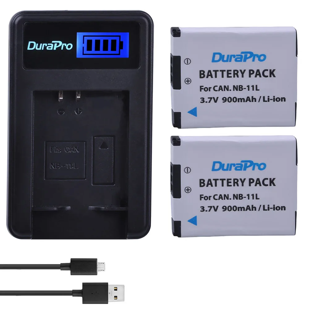 

Durapro 2pc NB11L NB 11L NB-11L Rechargeable Camera Battery +LCD USB Charger For Canon IXUS 125 240HS A3400 A4000 A2300 A2400 Z1