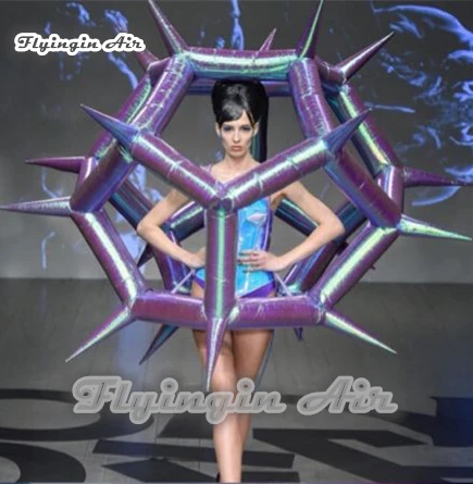 Customized Stage Performance Inflatable Costume Wearable Walking Blow Up Thorn Bubble Ball Costume For Catwalks And Fashion Show