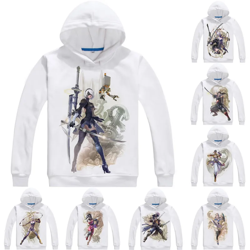 Nier Automata 2B YoRHa No 2 Type B Mens Hoodies Soulcalibur VI Soul Calibur 6 Men Sweatshirt Streetwear Anime Hoodie Long Hooded