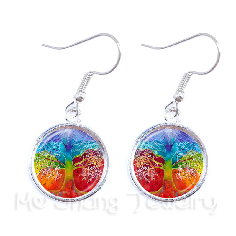 Tree Of Life Glass Dome Earrings OM Yoga Drop Earrings European And American Jewelry Best Gift For Friends