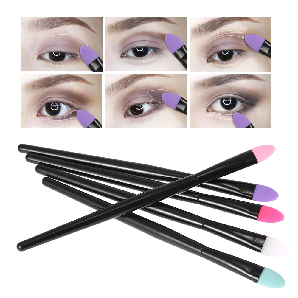 5Pcs Soft Silicone Head Eyeshadow Brush Silicone Head Eyeshadow Set Makeup Brush Pro Eye Shadow Make Up Cosmetic Brush Tools