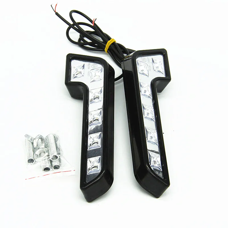 10sets/Lot Led DRL L Shape 12V White COB Car Auto LED DRL Driving Light