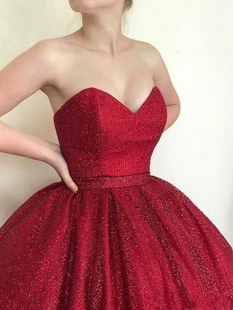 Vestido de baile árabe rojo largo de Dubái, quinceañera, vestido de noche hinchado, vestido de baile de graduación de Borgoña brillante, 2021