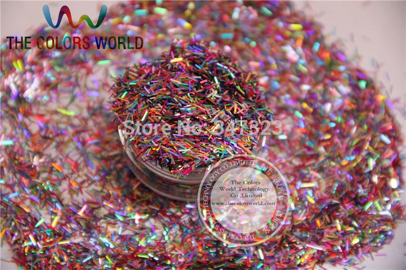 BL303-34 Mix 3 MM Laser Holographic Color Glitter Strand STRIP  shape Glitter for Nail Art   and DIY supplies