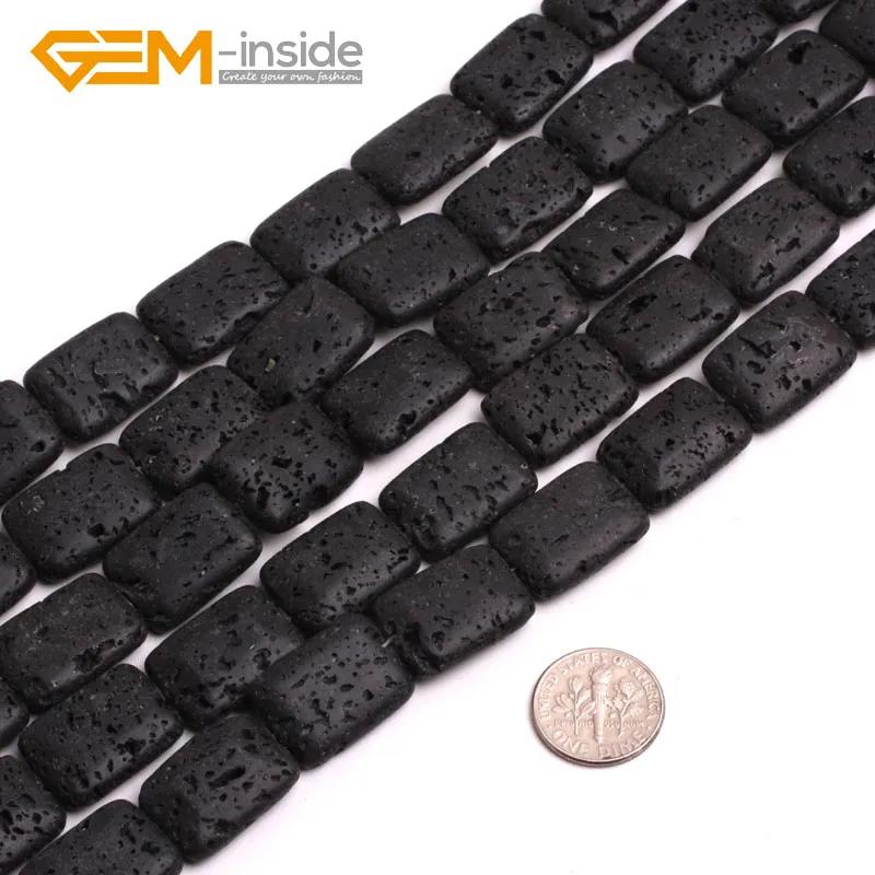 Natural Black Lava Volcanic Sponge Stone Rectangle Beads For Jewelry Making 15