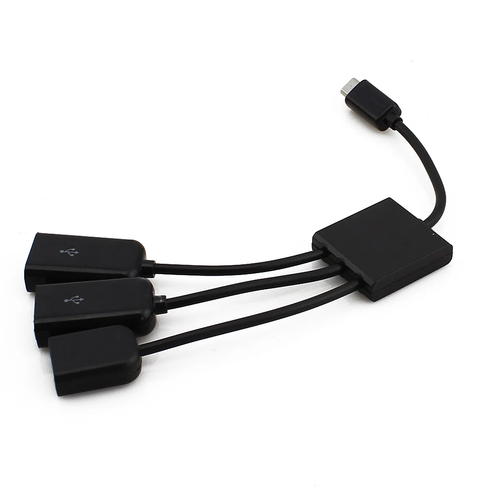Micro USB OTG Hub Male to Female Double  3 Ports USB 2.0 Host Splitter Adapter USB Cable Converter Extender For Android Phone image 3