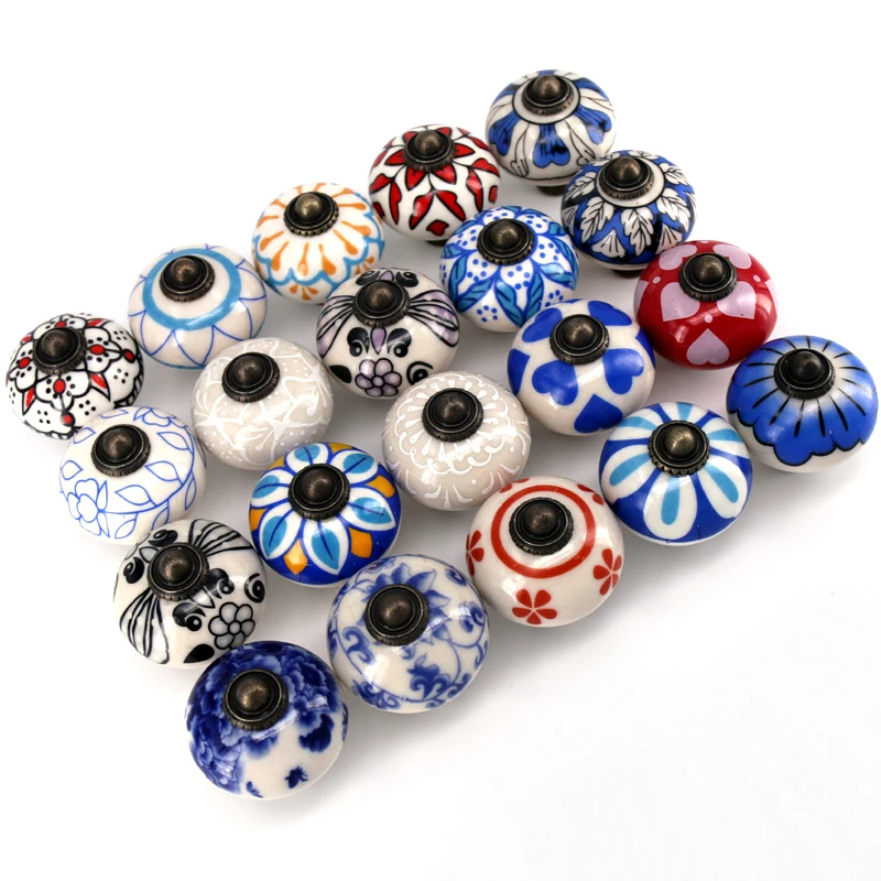 1PC Decorative Ceramic Cupboard Door Knobs, Vintage Porcelain Dresser Drawer Knobs Pulls Furniture Cabinet Knobs Handles