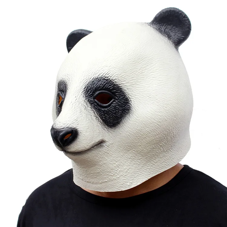 Halloween Costume Prop Adult Latex Party Masks Panda Head Natural Silicone Rubber Cosplay Fancy Dress Animal Full Face Mask