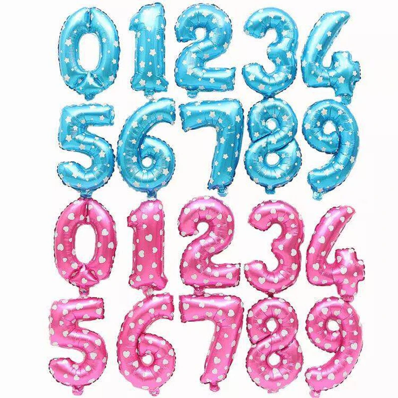 Danuyli 32 inch pink blue Wave point number foil Balloons Birthday Party Wedding Decor Air Baloons Party Supplies new Year