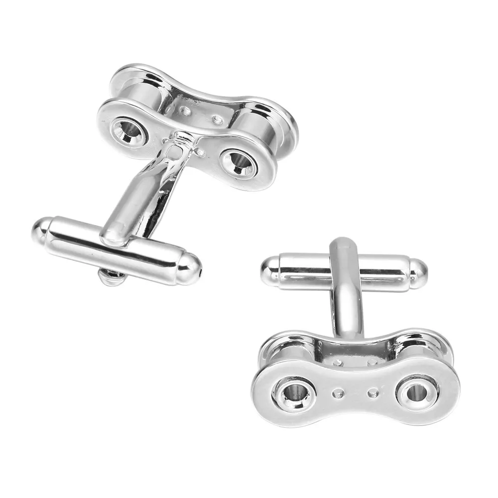 MeMolissa Display Box Cufflinks Classic Solid Silver Color Shirt Cufflinks for Mens Bike Chain Cufflink Box Set