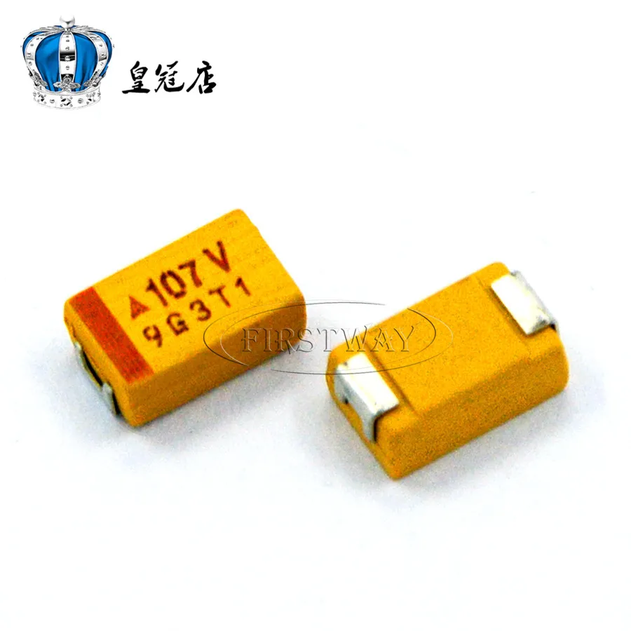 

Танталовые Конденсаторы SMD 100 шт./лот, 35V100UF 107V 100 мкФ 35V D7343 D, танталовые конденсаторы желтого цвета