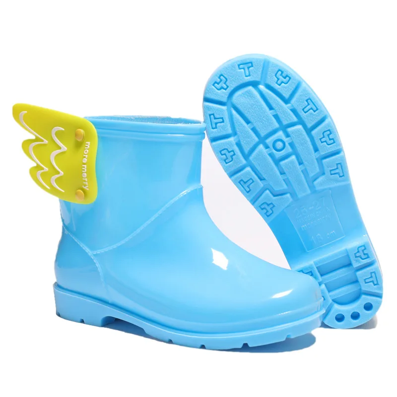 Kids Wing Rainboots Classic Children's Shoes PVC Rubber Kids Baby Cartoon Shoes Children's Water Shoes Waterproof Rain Boots