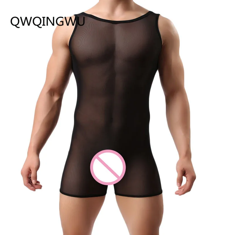 

Men Undershirts Sexy Bodysuits Breathable Mesh Men Leotard Male Body Building Singlet Underwear Shapewear for Men Undershirts