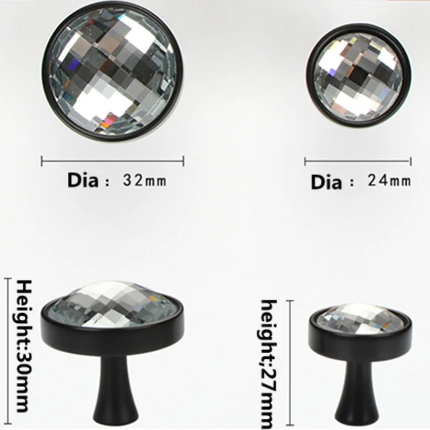 dia 32mm 24mm silver chrome gold black transparent crystal drawer shoe cabinet Tv cabinet Wine cabinet cupboard knob pull handel