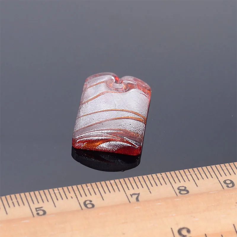 Fashion Flat Rectangle Lampwork Art Murano Glass Charm Pendant  Foil For Diy Girls Women Necklace Earring Making